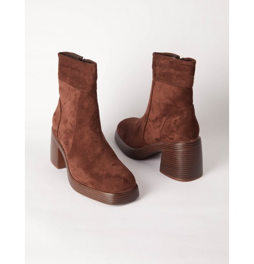 Cuffed Suede Chunky Heel Boots