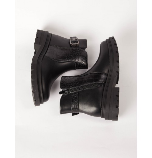 Chunky Buckle Detail Ankle Boot