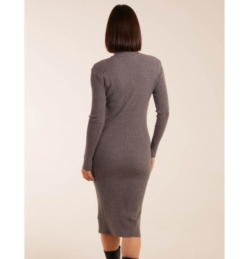 Ribbed Roll Neck Midi Dress