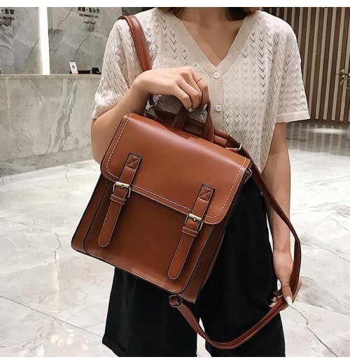 Leather buckle backpack