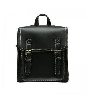 Black Leather Buckle Backpack