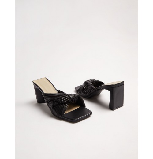 Twist Strap Mules With Square Toe