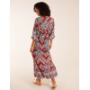 Tiered Notch V Neck Printed Maxi Dress