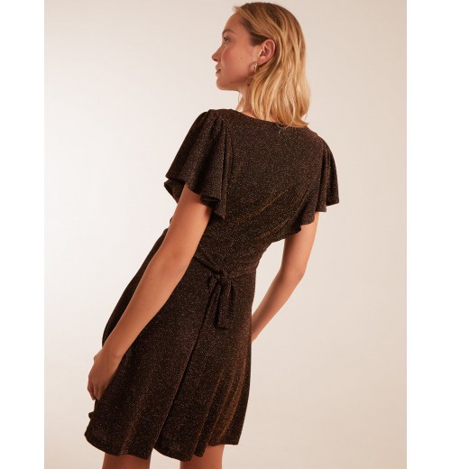 Lurex Flutter Sleeve Mini Dress